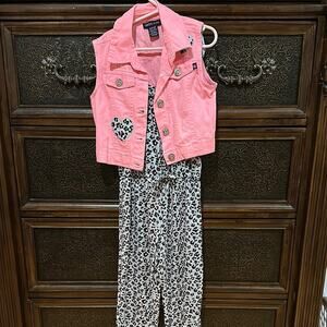 Limited Too Pink Vest and Leopard Print Set